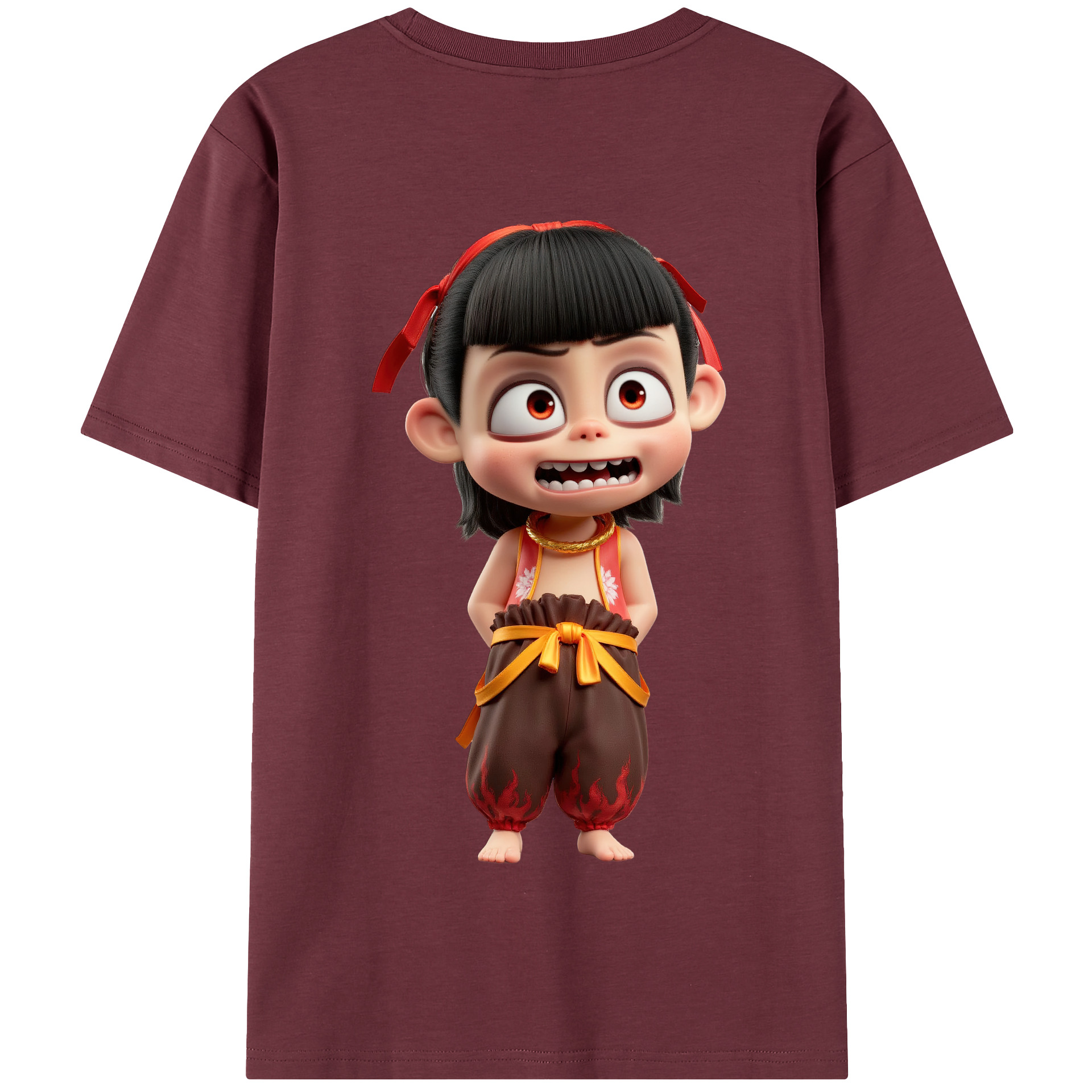 （画像用） Ne Zha 2 ナタ 魔童の大暴れ 綿100％半袖Tシャツ（背面プリント）
